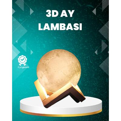 16 Renkli 3d Ay Gece Lambası Rgb Modlu Şarjlı