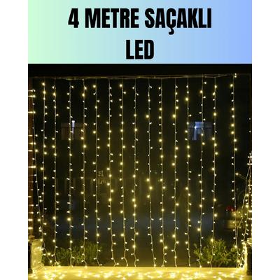 4 Metre Yılbaşı Şelale Led Perde Işık Ev Bahçe Dekor