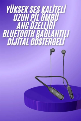 60 Saat Kablolu Boyun Askılı Dijital Göstergeli Bluetooth Kulaklığı