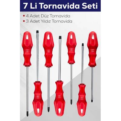 7'li Tornavida Seti (4  Düz Tornavida 3  Yıldız Tornavida)