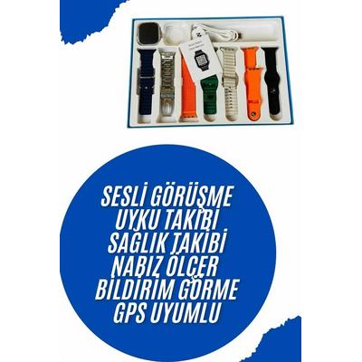 Akıllı Saat 7 Kordon Hediyeli Takvim Alarm Nabız Ölçer Bildirim Görme Sesli Görüşme