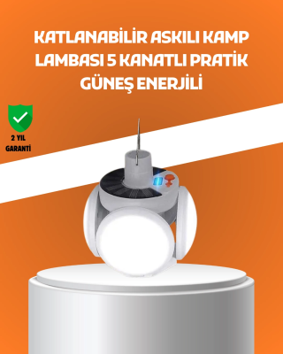 Çok Amaçlı Katlanabilir Güneş Enerjili Kamp Lambası – Masa Üstü Ve Asılabilir Kullanım