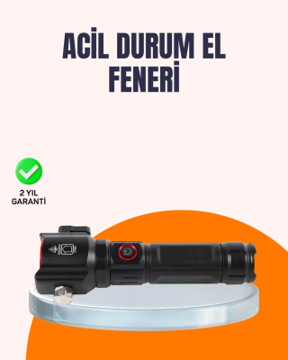 Çok Fonksiyonlu Acil Durum Feneri Yan Işıklı Çekiçli