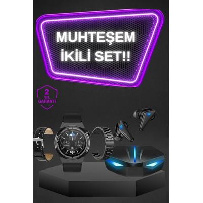 Kablosuz Bluetooth Bağlantılı Kulaklık Ve Dokunmatik Ekran Akıllı Saat Arama Cevaplama