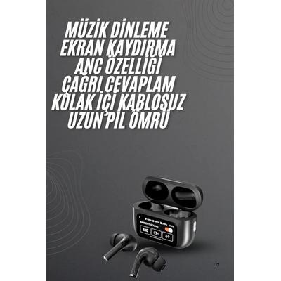 Kulak İçi Bluetooth Kulaklık Ekranlı Müzik Dinleme Çağrı Cevaplama Siyah