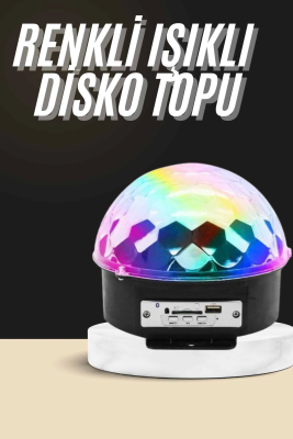 Led Işık Disko Topu Bluetooth Hoparlörlü Usb Müzik Çalar Kumandalı