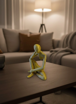 Minimal Sarı İnsan Figürü Biblo Ev Ve Ofis Dekoru