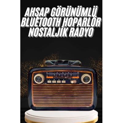 Nostaljik Görünümlü Ahşap Radyo Tf Sd Usb Girişli Led Fener Işıklı