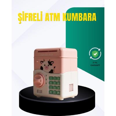 Pembe Şifreli Eğitici Atm Kasa Çocuk Kumbarası