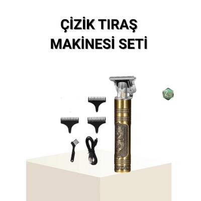 T Bıçaklı Profesyonel Çizik Tıraş Makinesi Seti – 120 Dakika Kullanım, Şarjlı & Kablolu