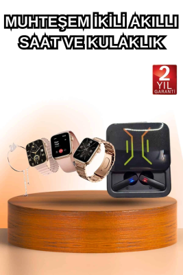 Wireless Şarjlı Akıllı Saat Ve Dijital Göstergeli Kablosuz Bluetooth Kulaklık Nabız Ölçer