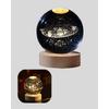Dekoratif Led Kristal Küre Ahşap Altlıklı Şık Gece Lambası