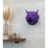 Mor Renk 3d Kurt Başı Duvar Dekoru Asılabilir Maskot Heykel 25x19 Cm