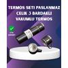 Paslanmaz Termos Ve İkili Bardak Seti | 6-12 Saat Sıcak/soğuk Tutma