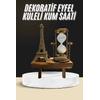 Retro Eyfel Kulesi Ve Kum Saati Dekoratif Ahşap Görünümlü Masa Biblosu